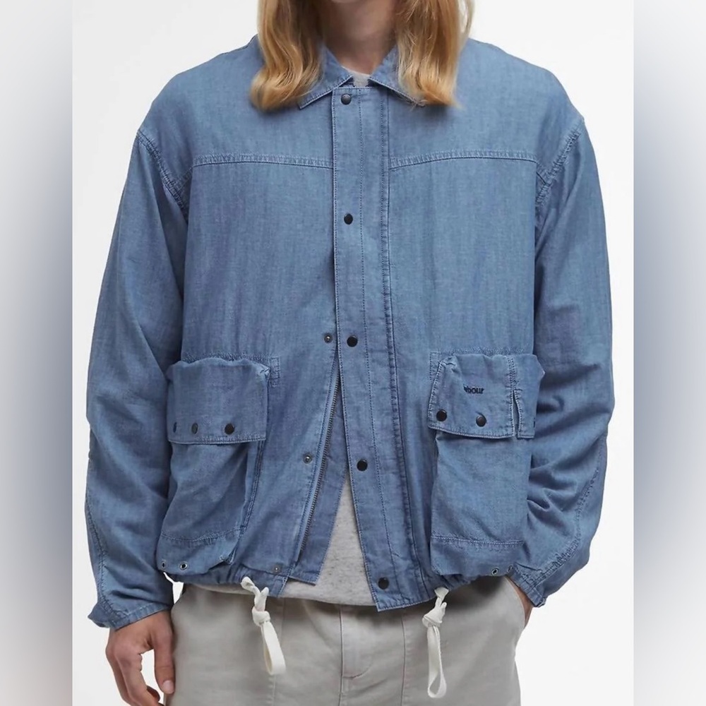 NWT Barbour Jacket XL Durham Chambray Casual Cotton Linen Denim Lightweight Mens